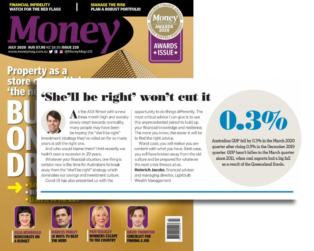 Lightbulb MD’s views on Australia’s ‘she’ll be right’ investment culture featured in July’s Money Magazine